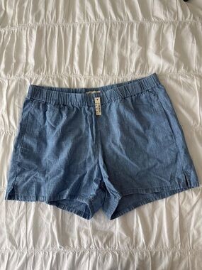 Madewell Chambray High-Waist Casual Shorts - Light Blue